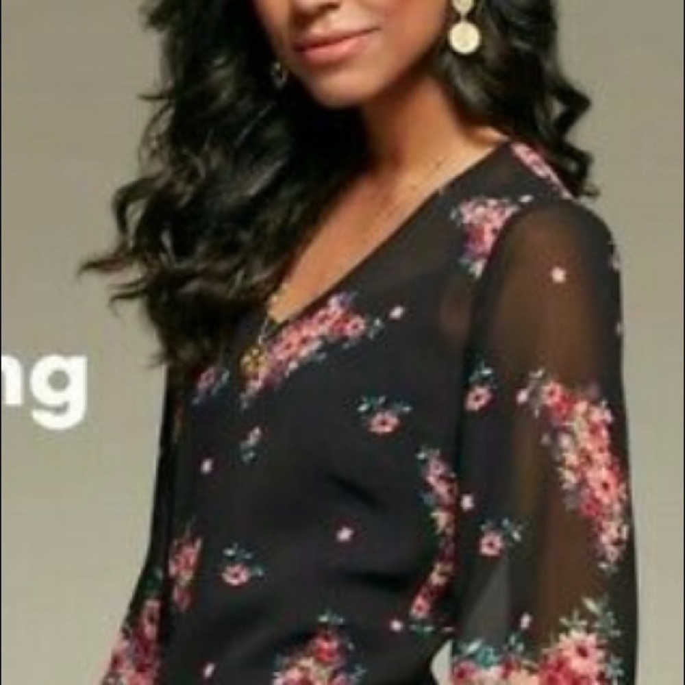 CAbi Fall 2018 Blooming Black Floral Blouse 3594